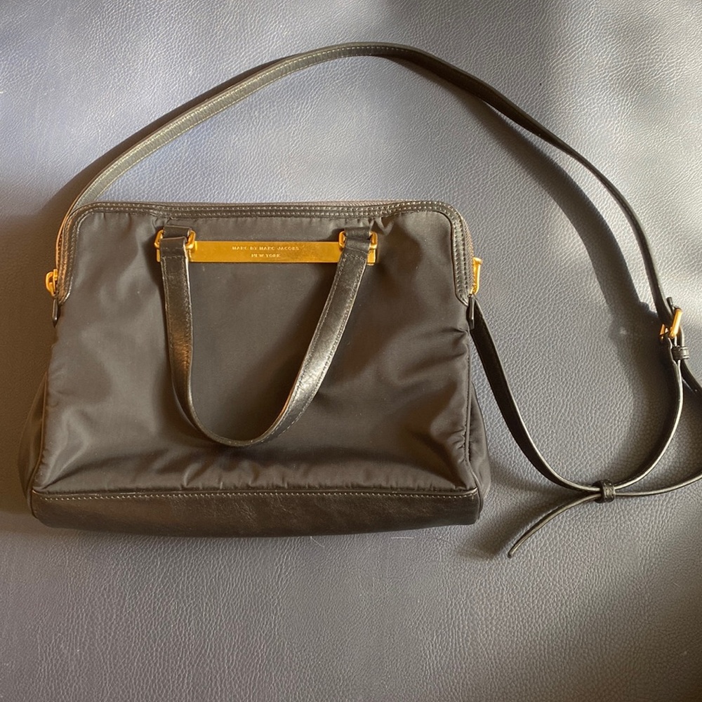 Marc by Marc Jacobs black nylon crossbody bag with gold hardware